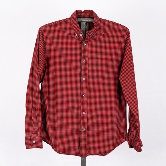 Relwen Other - Relwen Huckberry Men Long Sleeve Button Down Red Black Check Cotton Shirt MEDIUM